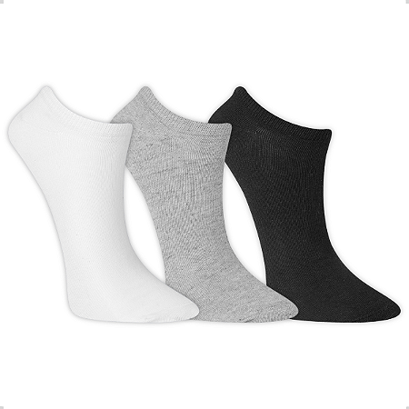 Kit 3 Pares Meia Invisível Algodão