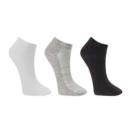 Kit 3 Pares Meia Algodão Cano Curto Baixo Soquete Unissex