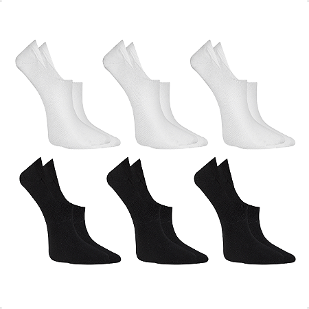 Kit 6 Pares Meia Sapatilha Invisível Algodão Masculina Feminina Moda