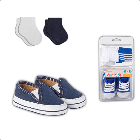 Kit 1 Par de Sapatinho Iate + 2 Pares de Meias