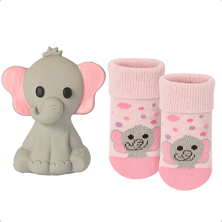 Kit Mordedor para Bebê + Par de Meias - 04 a 12 meses