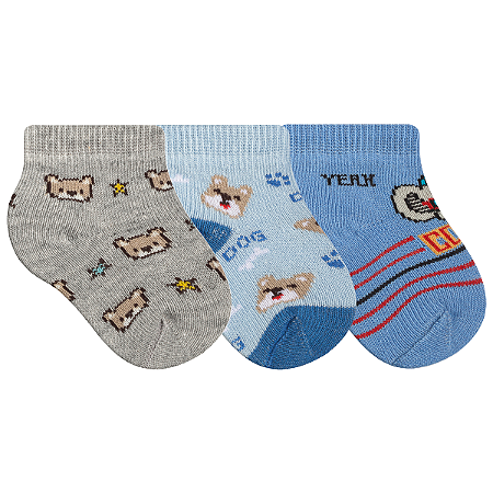 Kit 3 Pares Meia Bebê Recém-Nascido 0088/0102