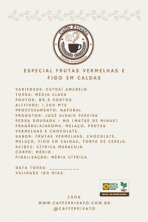 Café Especial Frutas Vermelhas - 250g Arabel`s Coffee 85,5 Pontos