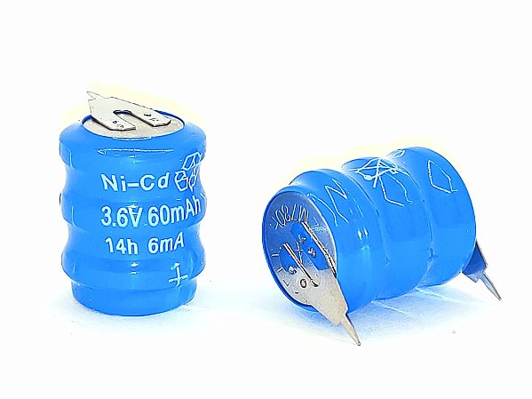 Bateria 3,6V 60MAH AZUL 14HRS NI-CD NÍQUEL-CÁDMIO 2 TERMINAIS