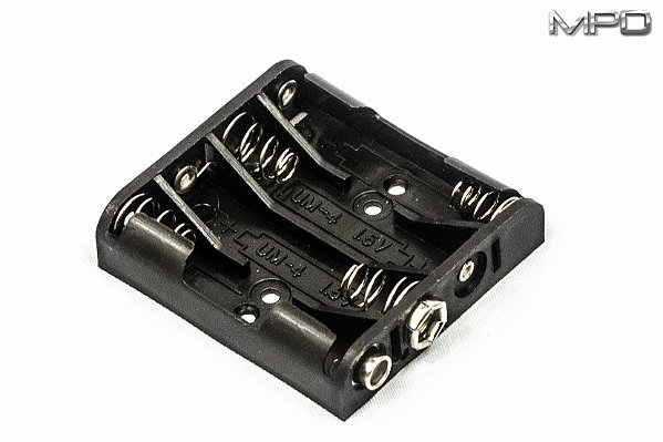 BC4AAASF 4 Suporte de Bateria AAA com fixadores de pressão de 9V