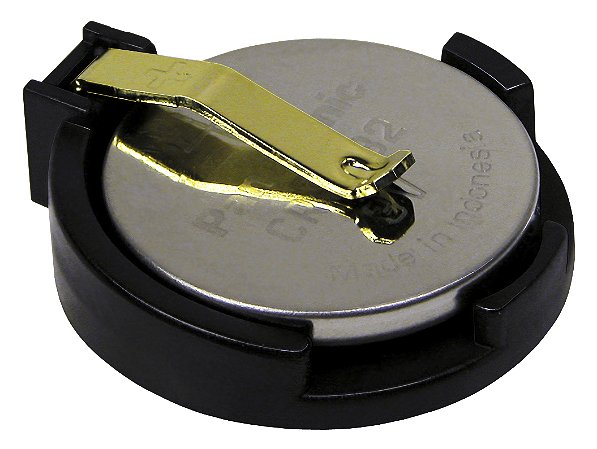 BH32T-CG Suporte CR2032 com pinos de PC Também aceita: CR2025, BR2025, BR2032 Também pode caber outras células menores Altura acima do PCB: 7,18 mm