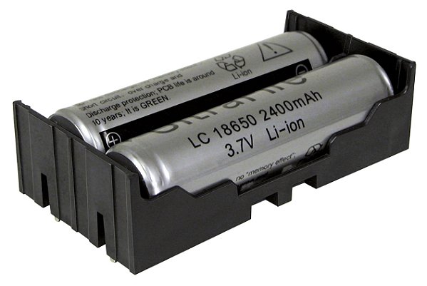 BK-18650-PC4 2 suporte de Bateria Li-ion 18650 com pinos de PC Altura acima do PCB: 21,5 mm