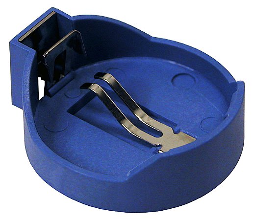 BS-7-BLUE Suporte CR2032 com pinos de PC Também aceita: BR2032 Altura acima do PCB: 9 mm
