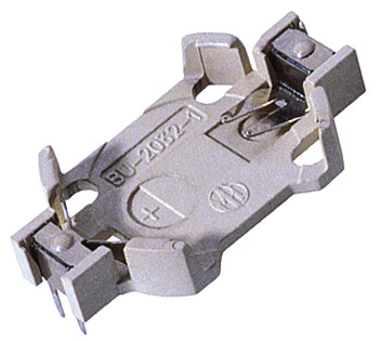BU2032-1 Suporte CR2032 com pinos de PC Altura acima do PCB: 5,2 mm Processo de solda sem chumbo compatível