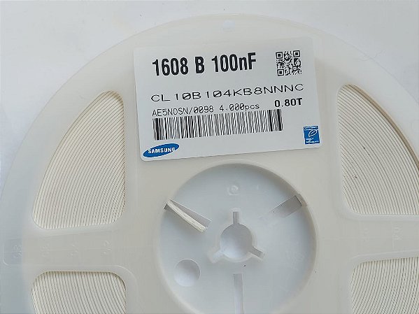 Capacitor Cerâmico SMD 0603 100NF/50V 10% X7R CL10B104KB8NNNC BOBINA C/4000