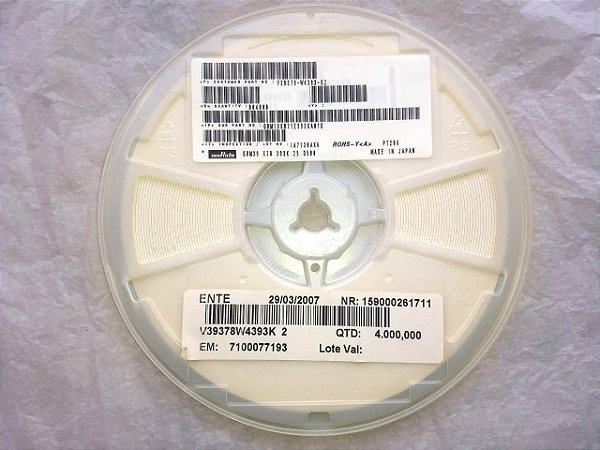 Capacitor Cerâmico SMD 0603 39NF/25V X7R 10% GRM188R71E393KA01D EMB C/4000