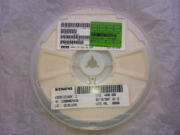 Capacitor Cerâmico SMD 0805 1NF/100V X7R 10% GRM219R72A102KA01D EMB C/4000