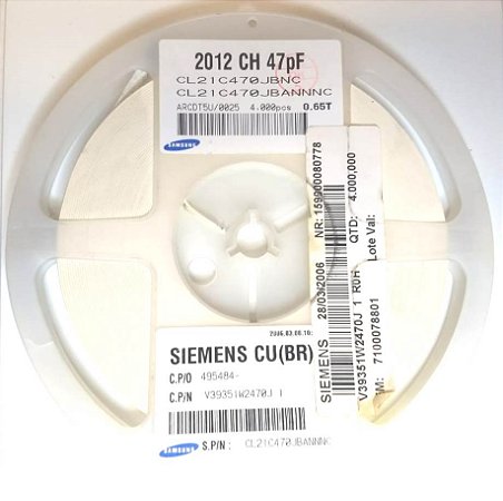 Capacitor Cerâmico SMD 0805 47PF/50V C0G 5% CL21C470JBANNNC EMB C/4000