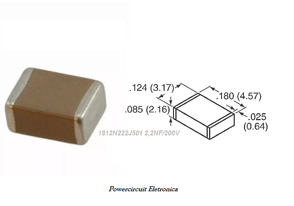 Capacitor Cerâmico SMD 1812 2,2NF/200V 5% NP0 1812N222J501NT