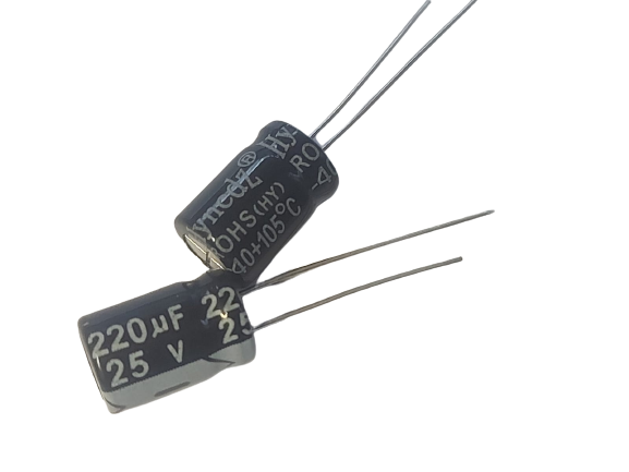 Capacitor Eletrolítico 220UF/25V 8X12MM 105°C P:5,0MM HYNCDZ