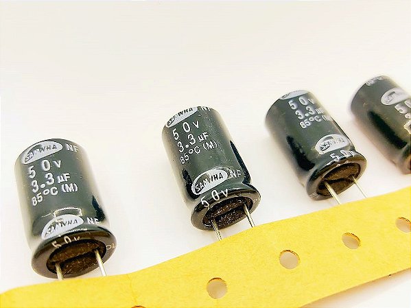 Capacitor Eletrolítico 3,3UF/50V 16X25mm 85°C P:8.00MM NON-POLAR