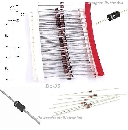 Diodo ZENER 6V8 1/2W BZX79C6V8 DO-35 PHILIPS