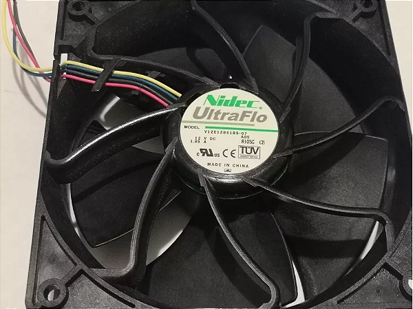 Micro Ventilador 120X120X38MM 12VDC 1.85A 6000RPM V12E12BS1B5-07 4 FIOS 210CFM