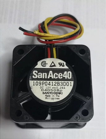 Micro Ventilador 40X40X28MM DC12V 0,28A 10300RPM 109P0412H3233 3 FIOS 13.40CFM