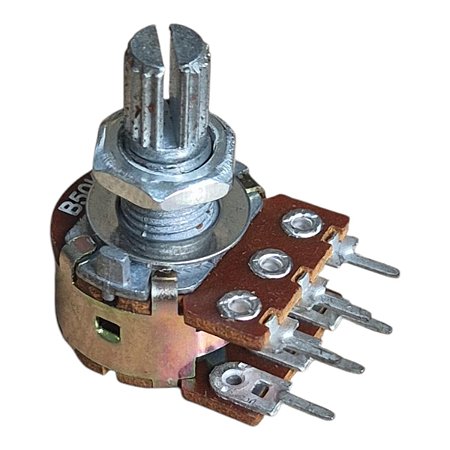 Potenciometro Linear Duplo B50k Mini L16 Eixo Estriado Sem Chave