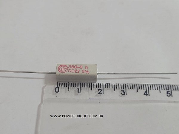 Resistor PORCELANA 0R22 5W 5% 350-8-R0225%