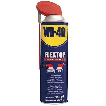 SPRAY DESENGRIPANTE E LUBRIFICANTE WD-40 FLEXTOP AEROSOL COM BICO INTELIGENTE 500ML/370G
