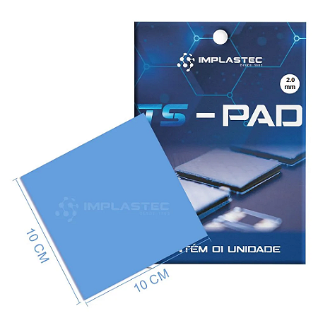 Thermal Pad Alto Desempenho 12,8 W/M.K 100 X 100MM X 2,0MM Implastec TS-PAD