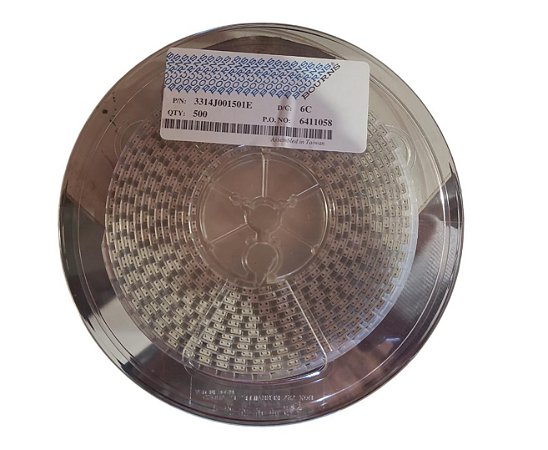 Bobina com 500 Trimpot Trimmer SMD 500R 4X4MM 20% 1/4W 3314J-001-501E Bourns