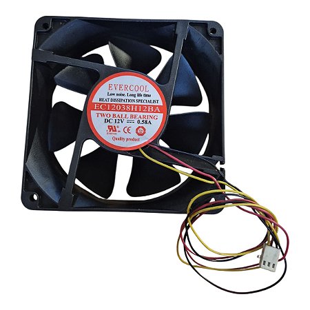 Cooler 120x120x38mm Dc12v 0.58a 3 Fios Evercool Ec12038h12ba