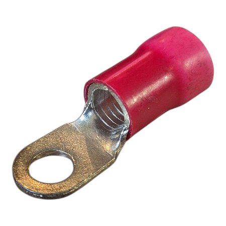 Terminal Olhal Pré Isolado Vermelho 25mm M10 Com Rosca