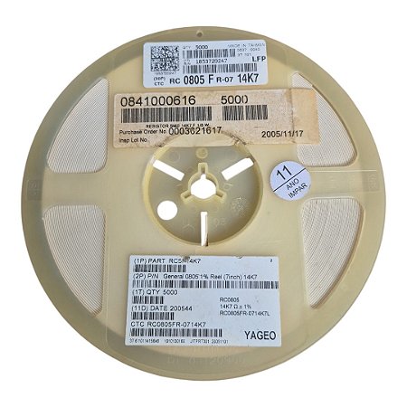 Bobina com 5000 peças Resistor Smd 0805 14k7 1%