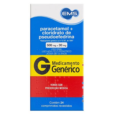 PARACETAMOL+PSDEFED G*  500/30MG 24CPR