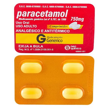 PARACETAMOL G*  750M G  ENV  4CPR