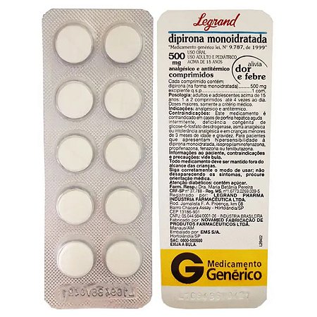 DIPIRONA 500MG 10COMP GENERICO