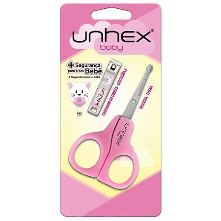 TESOURA UNHA UNHEX B ABY C/ CORTADOR ROSA