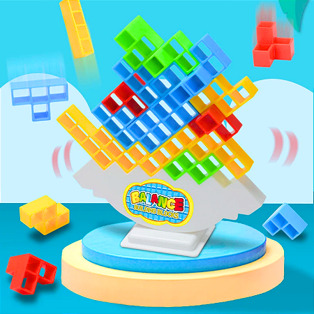 Jogo Torre Tetris Colorido Equilíbrio De Blocos - Brinquedo Educativo