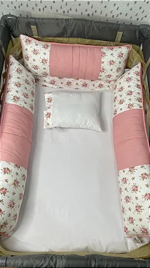KIT BERÇO CERCADINHO  - 06 PEÇAS - TEMA:  ESTAMPAS - PARA MENINAS