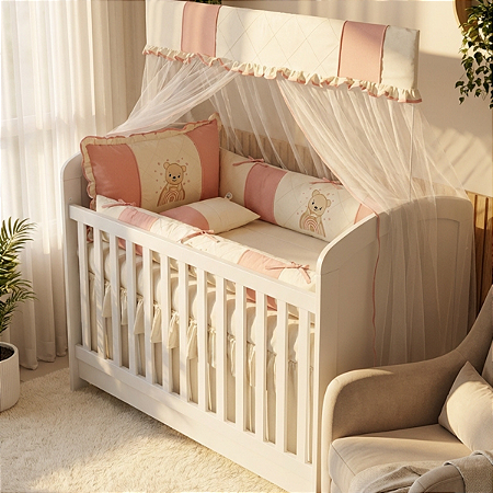 KIT BERÇO AMERICANO - 07 PEÇAS - BORDADO - PARA MENINAS