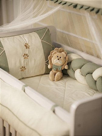 Berço Americano Safari Trança com Pelúcia Leãozinho 07 Peças 🦁🌿