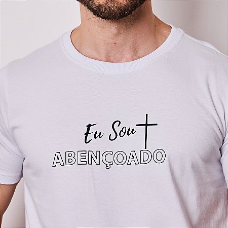 Camiseta basica cristã unissex Eu sou Abençoado 30.1 penteado