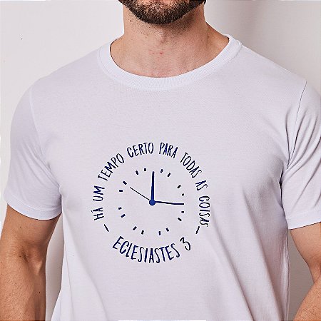 Camiseta basica cristã unissex Tempo Certo 30.1 penteado