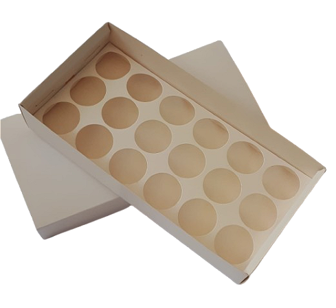 10 Caixa 18 brigadeiros Gaveta Tampa Branca Com Berço