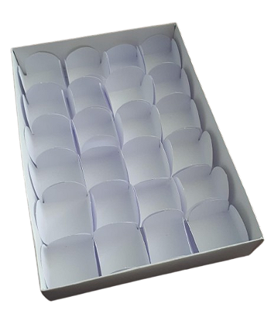10 Caixa 24 Brigadeiros Branca - Tampa PVC