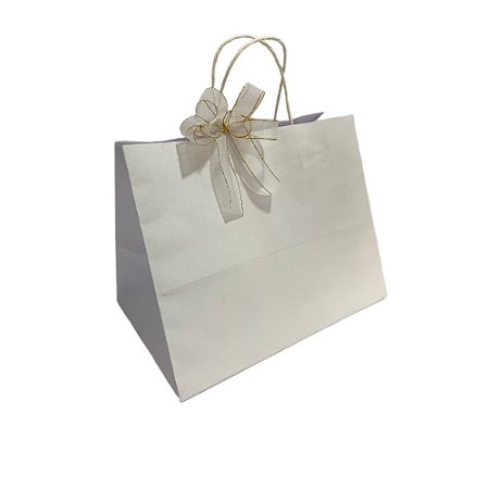 10 Sacola 27x31x12,5 Branca Alça Torcida