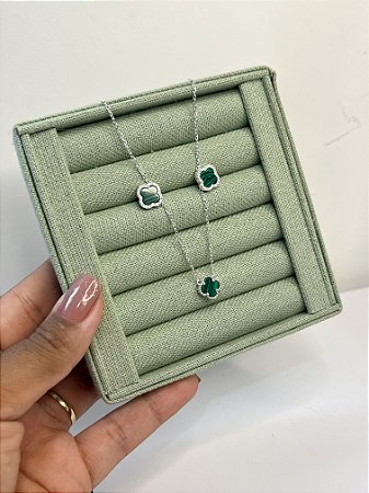 Conjunto Colar e Brinco Trevo Amalequita