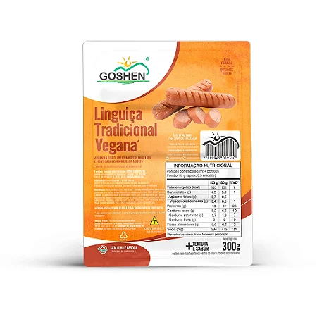 Linguiça de Soja Tipo Tradicional 900g - Goshen
