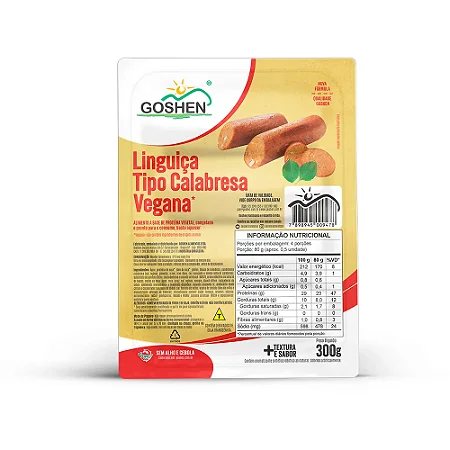 Linguiça de Soja Tipo Calabresa 900g - Goshen