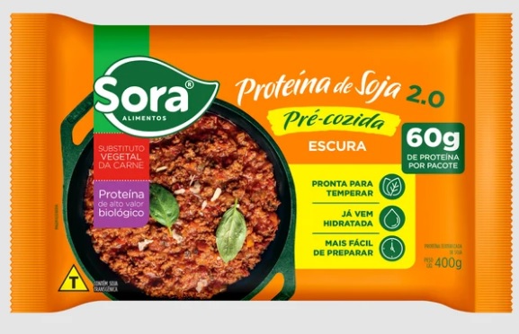 Sora proteina texturizada de soja pre cozida escura 400g