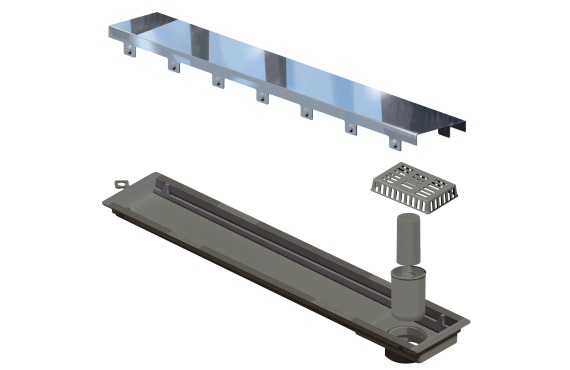 Elleve - Ralo Linear Versatile 50Cm Saida Central Inox Escovado - 8924 - Ralo Linear
