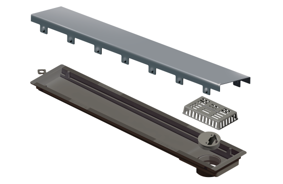Elleve - Ralo Linear Versatile 75Cm Saida Central Inox Escovado - 8932 - Ralo Linear